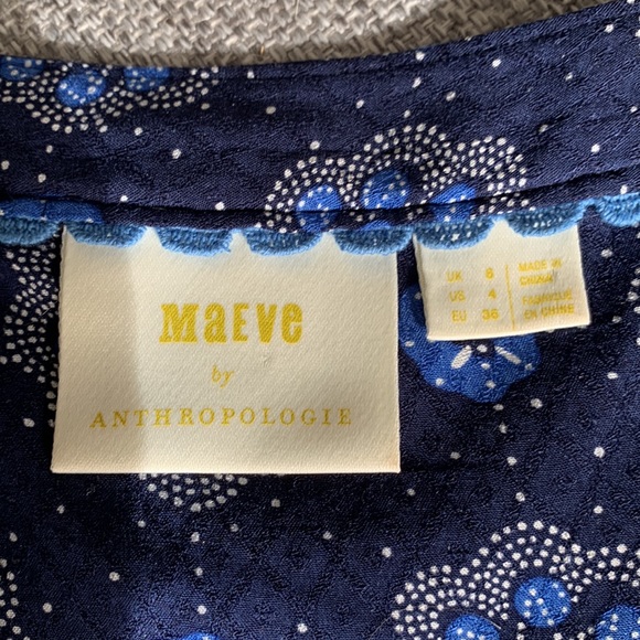 Anthropologie Maeve size 4 blue print blouse - Picture 5 of 5